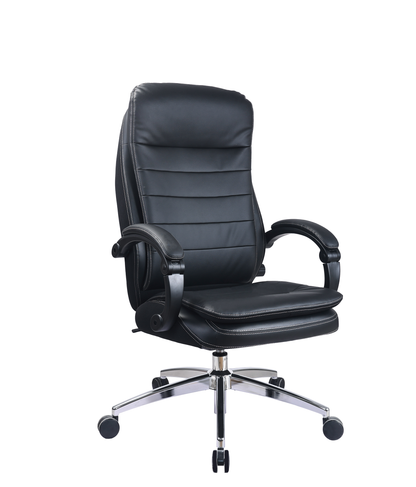 Black Bonded Leather Executive Office Chair with Unique Hinged Padded Arms - CS-2092E