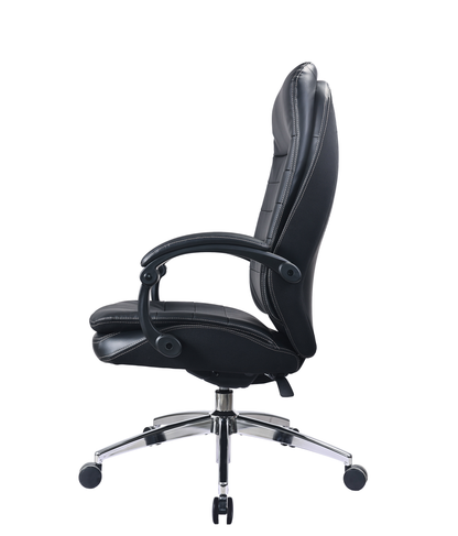 Black Bonded Leather Executive Office Chair with Unique Hinged Padded Arms - CS-2092E