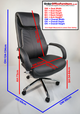 Black Leather Executive Office Chair with Manual Lumbar Control - 2119