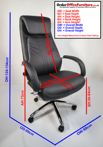 Brown Leather Executive Office Chair with Manual Lumbar Control - 2119