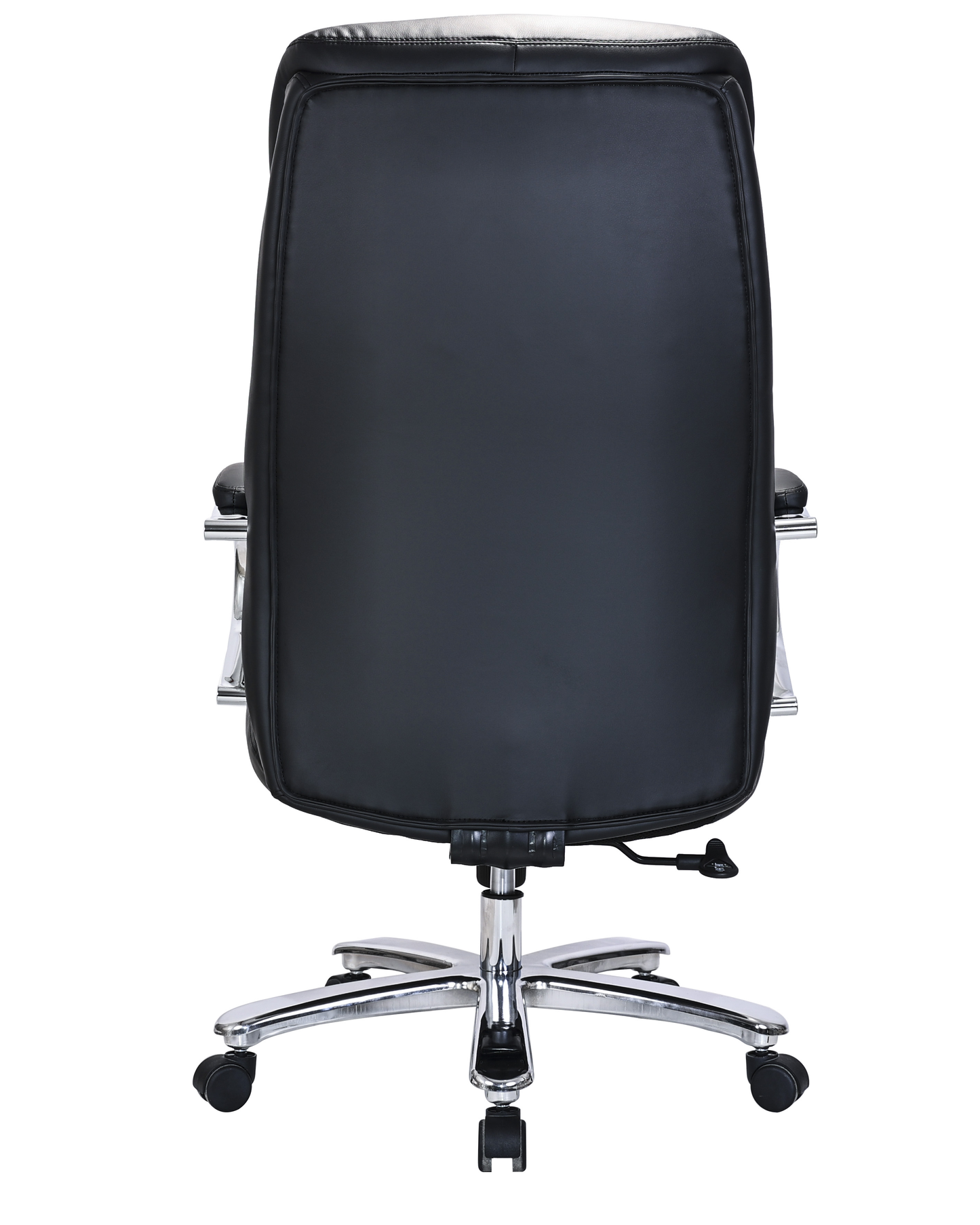 Heavy-Duty 180kg Leather Executive Office Chair with XL Seat & Chrome Arms – Black - 2183E