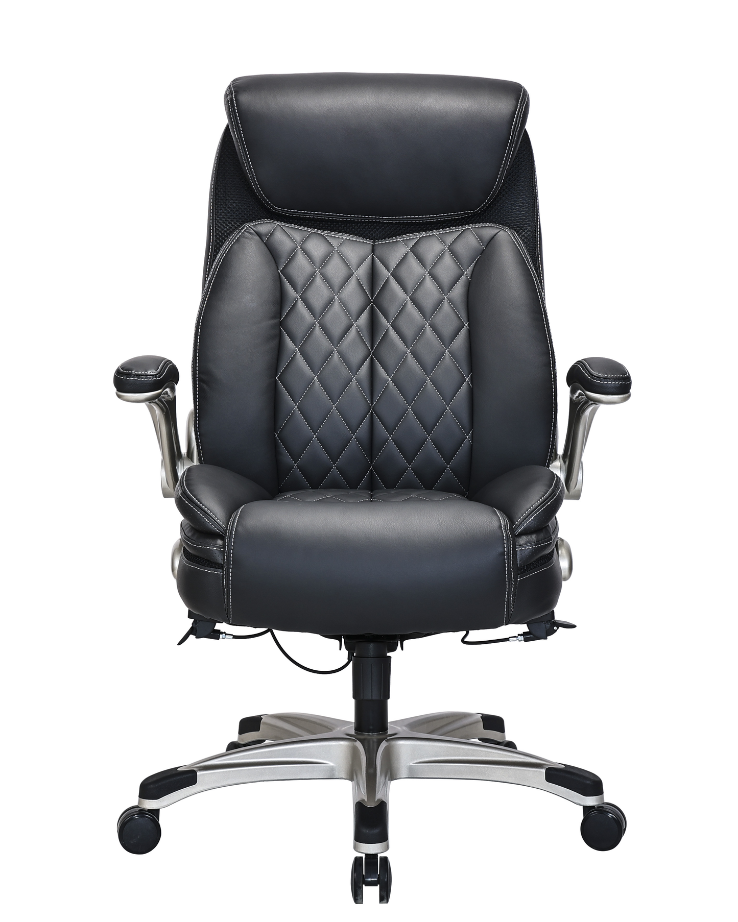 Quality Diamond-Quilted Bonded Leather Executive Chair with Flip Arms – Black - 2236E