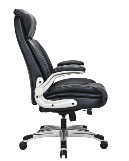 Quality Diamond-Quilted Bonded Leather Executive Chair with Flip Arms – Black - 2236E