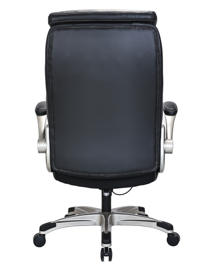 Quality Diamond-Quilted Bonded Leather Executive Chair with Flip Arms – Black - 2236E