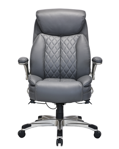 Quality Diamond-Quilted Bonded Leather Executive Chair with Flip Arms – Grey - 2236E
