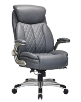 Quality Diamond-Quilted Bonded Leather Executive Chair with Flip Arms – Grey - 2236E