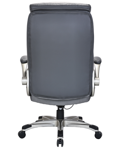 Quality Diamond-Quilted Bonded Leather Executive Chair with Flip Arms – Grey - 2236E