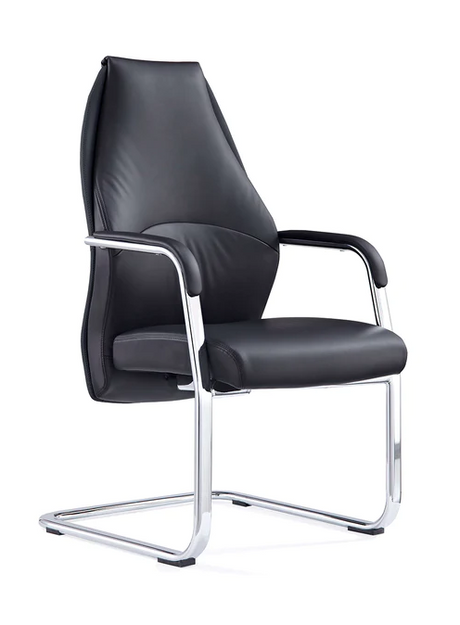 Mien High Back Bonded Black Leather Cantilever Visitors Chair