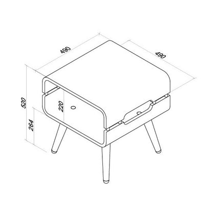 Oak Veneer with Ash Wooden Leg Lamp / Side Table - 490mm - JF704