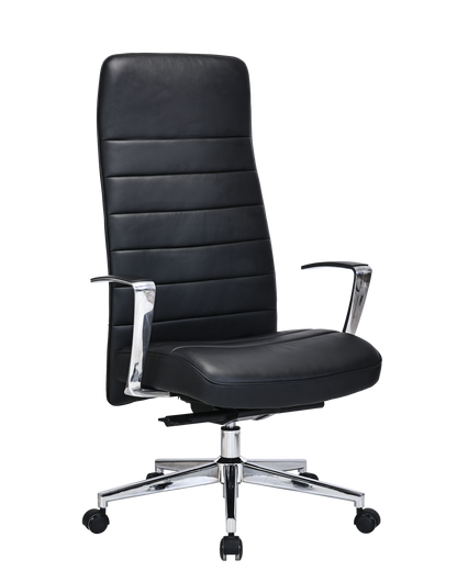 Modern High-Back Executive Office Chair in Black Leather - MB-324E