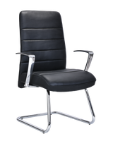 Modern Visitor Chair in Black Leather with Heavy Duty Cantilever Frame - MB-324P