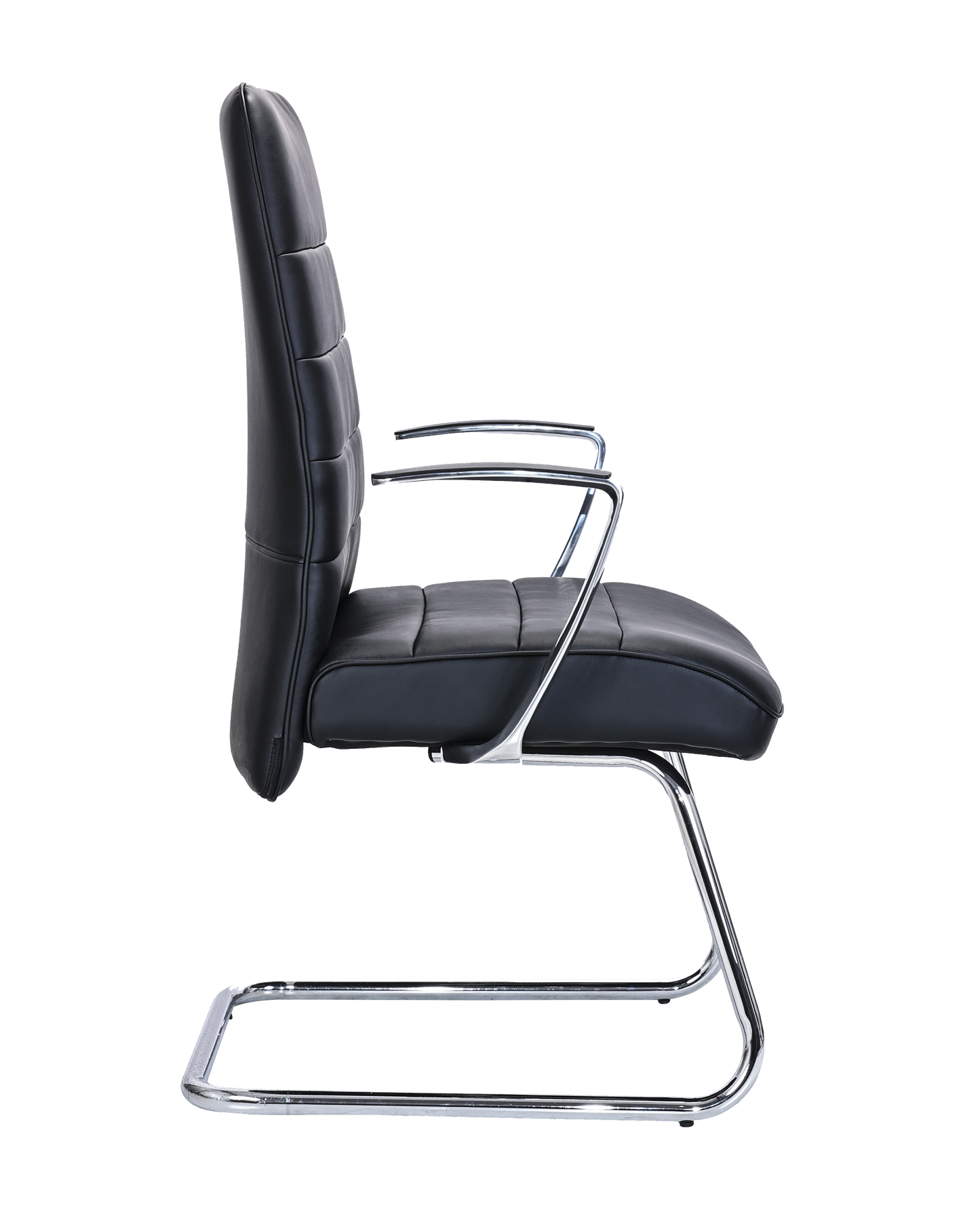 Modern Visitor Chair in Black Leather with Heavy Duty Cantilever Frame - MB-324P