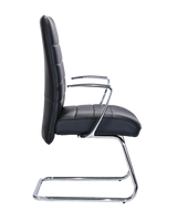 Modern Visitor Chair in Black Leather with Heavy Duty Cantilever Frame - MB-324P
