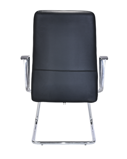 Modern Visitor Chair in Black Leather with Heavy Duty Cantilever Frame - MB-324P