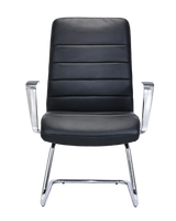 Modern Visitor Chair in Black Leather with Heavy Duty Cantilever Frame - MB-324P