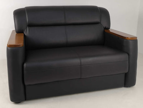 Black Office Sofa with Walnut Arms - Single, Twin or Triple - F-110