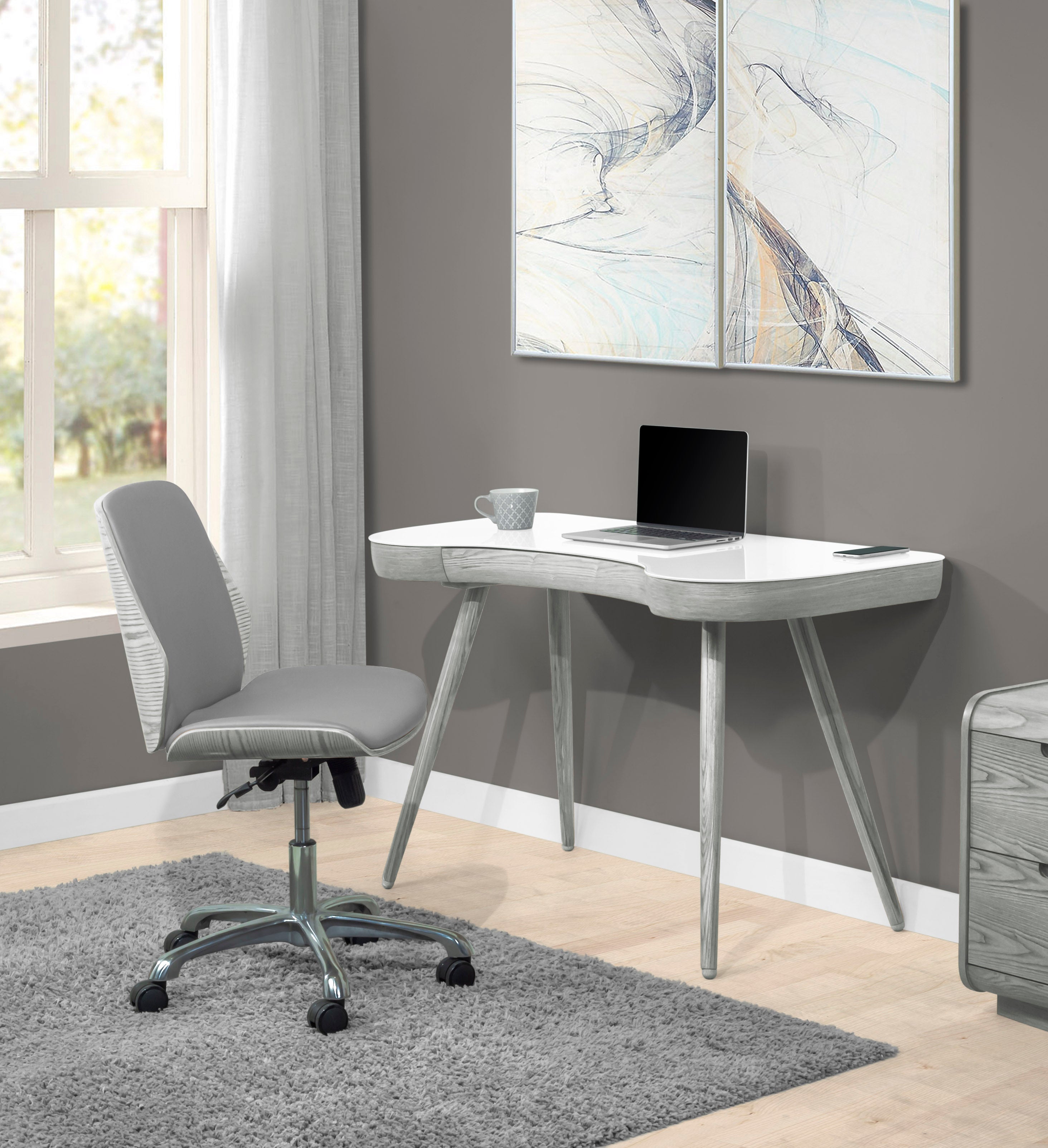Contemporary Quality Home Glass Office Desk in Grey - 1200mm - PC714 UK