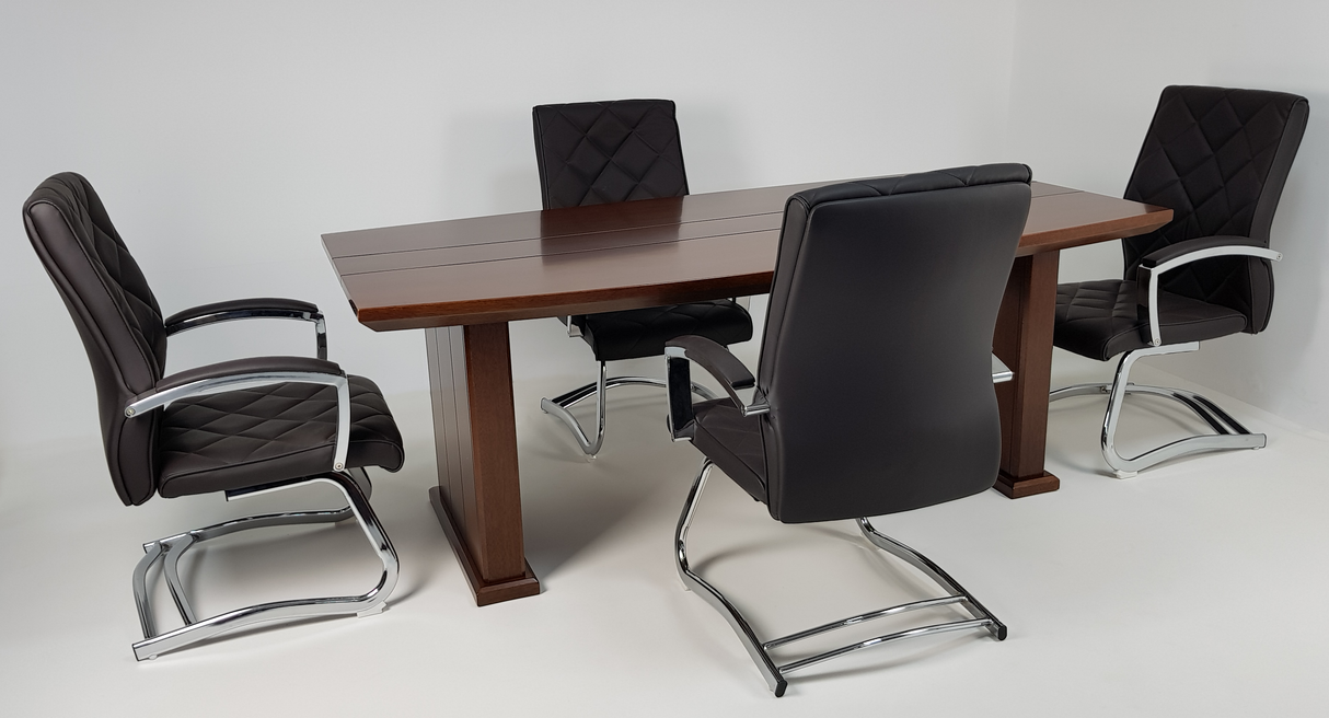 Real Wood Veneer Executive Boardroom Table in Light Walnut - MET-517