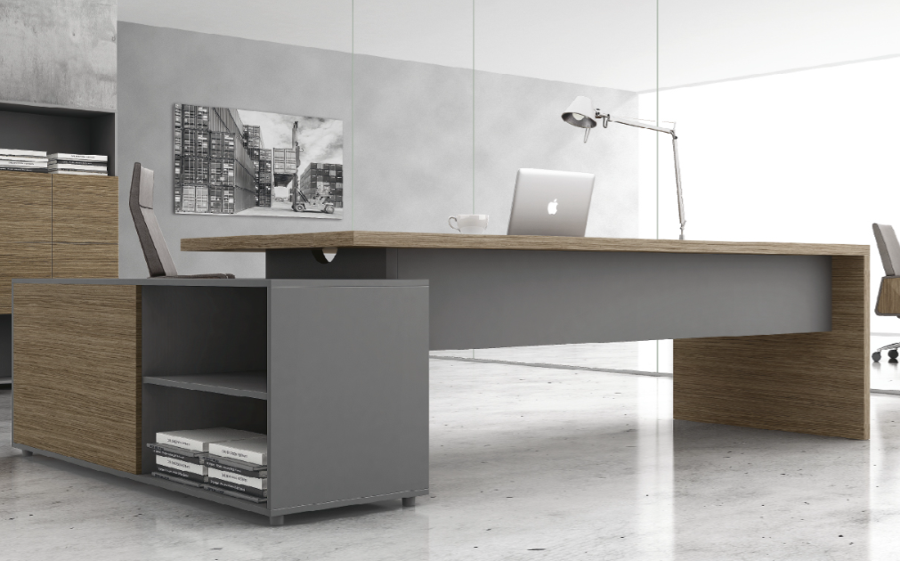 Light Walnut with Grey Executive Office Desk - DES-B06U
