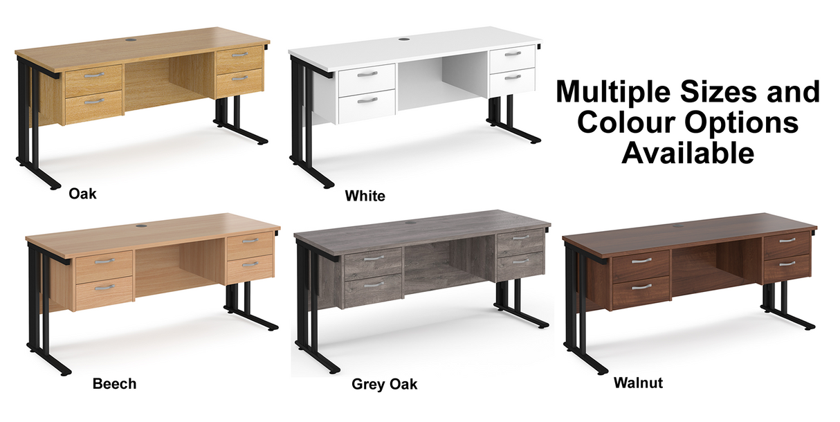 Maestro 600mm Deep Straight Cable Management Leg Office Desk with Two & Two Drawer Pedestal