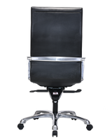 Modern Ribbed Office Chair with Thick Padding in Black Leather - SS-705E