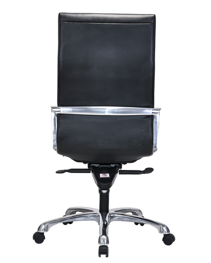 Modern Ribbed Office Chair with Thick Padding in Black Leather - SS-705E