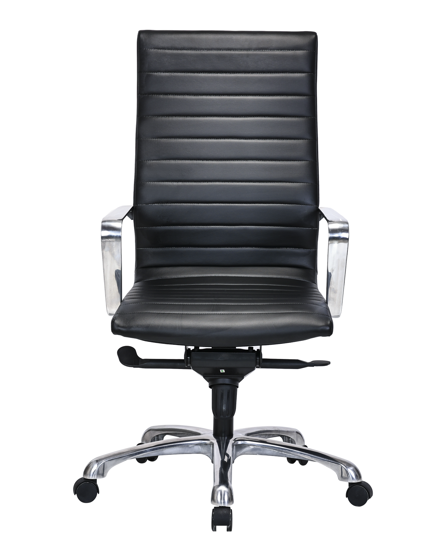 Modern Ribbed Office Chair with Thick Padding in Black Leather - SS-705E