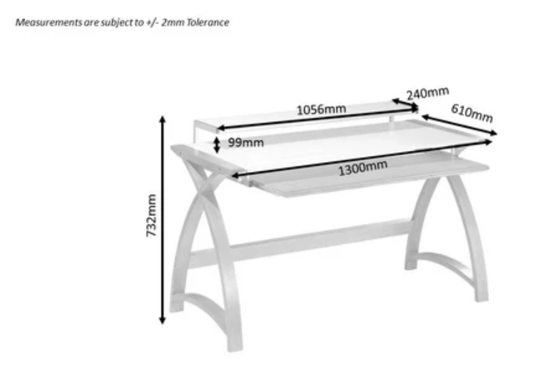Contemporary Quality Glass Home Office Desk in Walnut - 1300mm - PC201-1300
