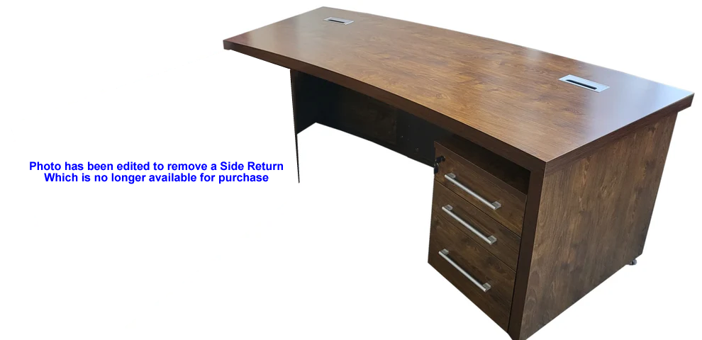 Dark Oak Curved Executive Office Desk with Two Mobile Pedestal - 2200mm - 8668