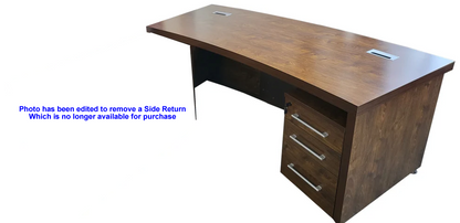 Dark Oak Curved Executive Office Desk with Two Mobile Pedestal - 2200mm - 8668