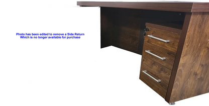 Dark Oak Curved Executive Office Desk with Two Mobile Pedestal - 2200mm - 8668