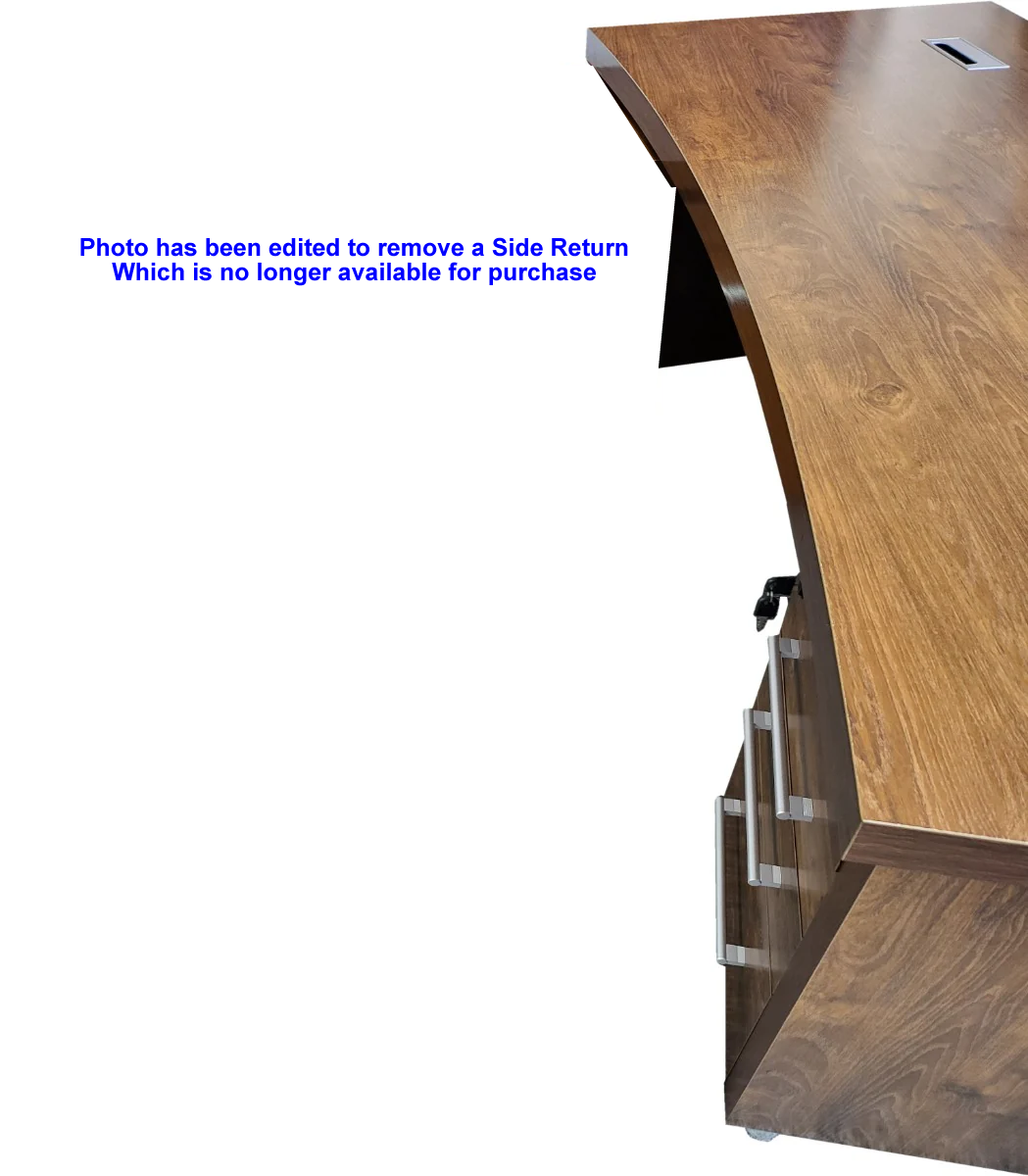 Dark Oak Curved Executive Office Desk with Two Mobile Pedestal - 2200mm - 8668