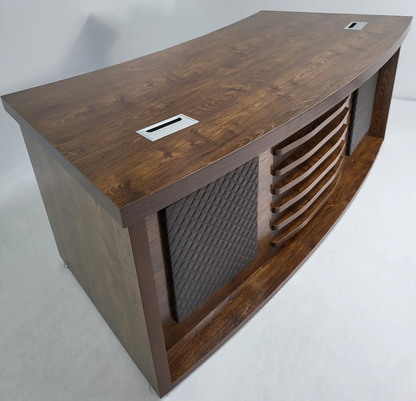 Dark Oak Curved Executive Office Desk with Two Mobile Pedestal - 2200mm - 8668