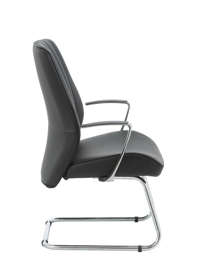Heavy Duty Black Bonded Leather Cantilever Office Visitor Chair - MB-322P