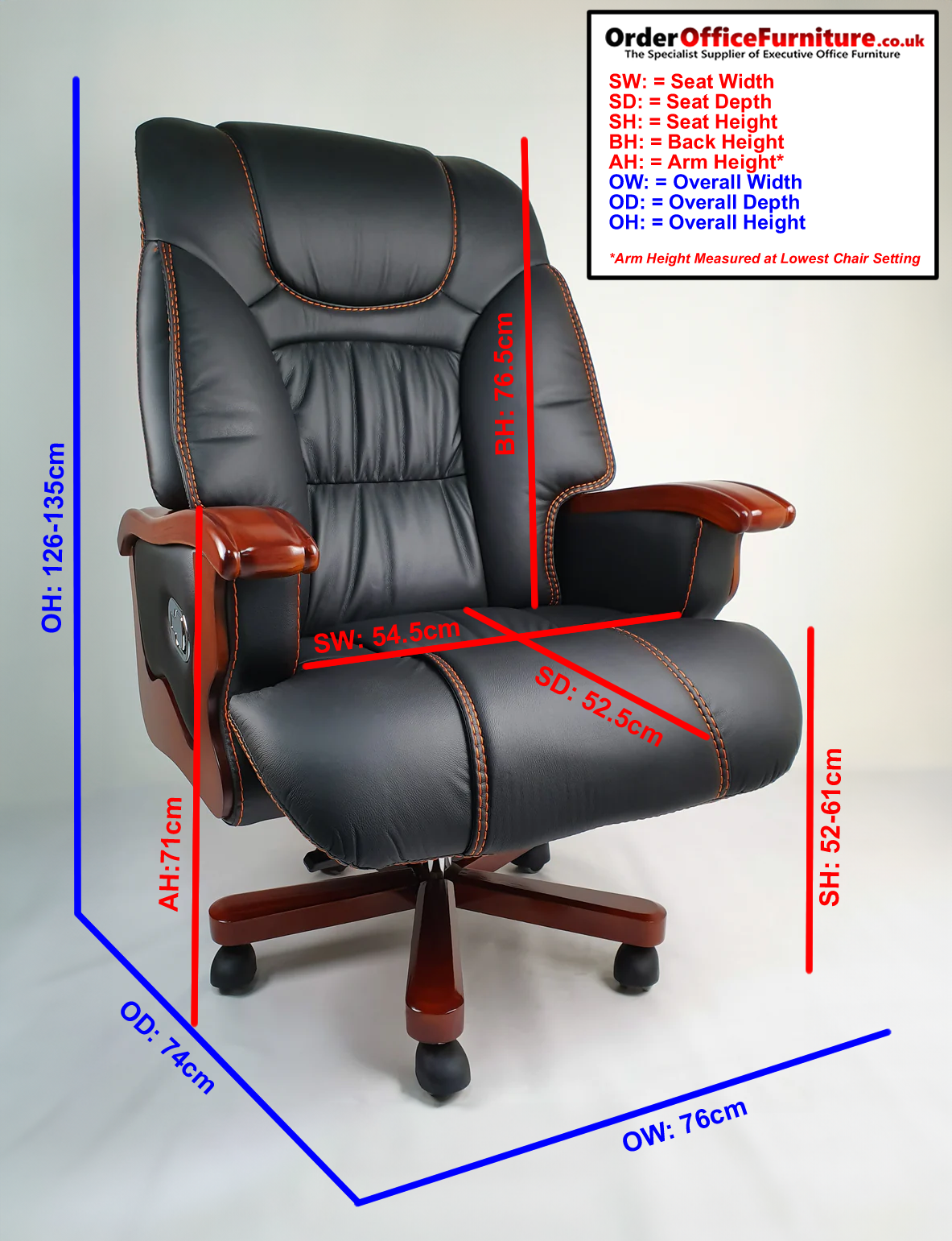 Luxury Large Black Leather Executive Office Chair - A00L