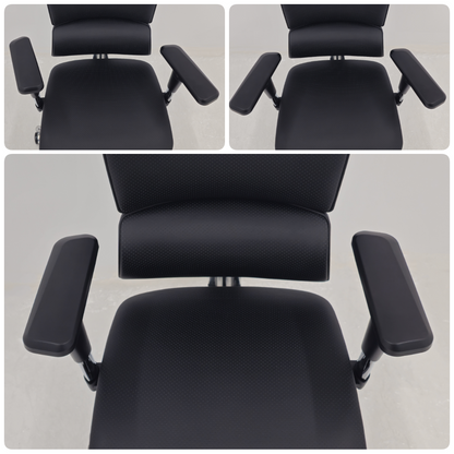 Luxury Ergonomic Black Genuine Leather Office Chair with Adjustable Headrest, Lumbar Support & Seat Slide - A9-ZP