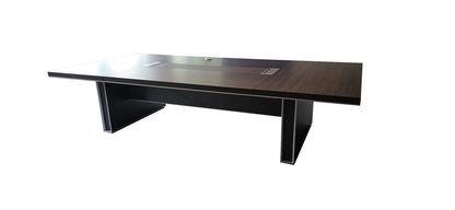 Large Modern Grey Oak Boardroom Table with Silver Aluminum Edging - 3200mm - BJS-C1232