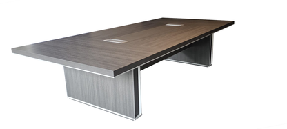 Large Modern Grey Oak Boardroom Table with Silver Aluminum Edging - 3200mm - BJS-C1232