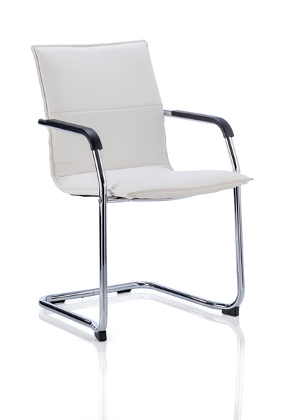 Echo Medium Back Leather Cantilever Visitor Chair with Fixed Arms - Black, White or Red