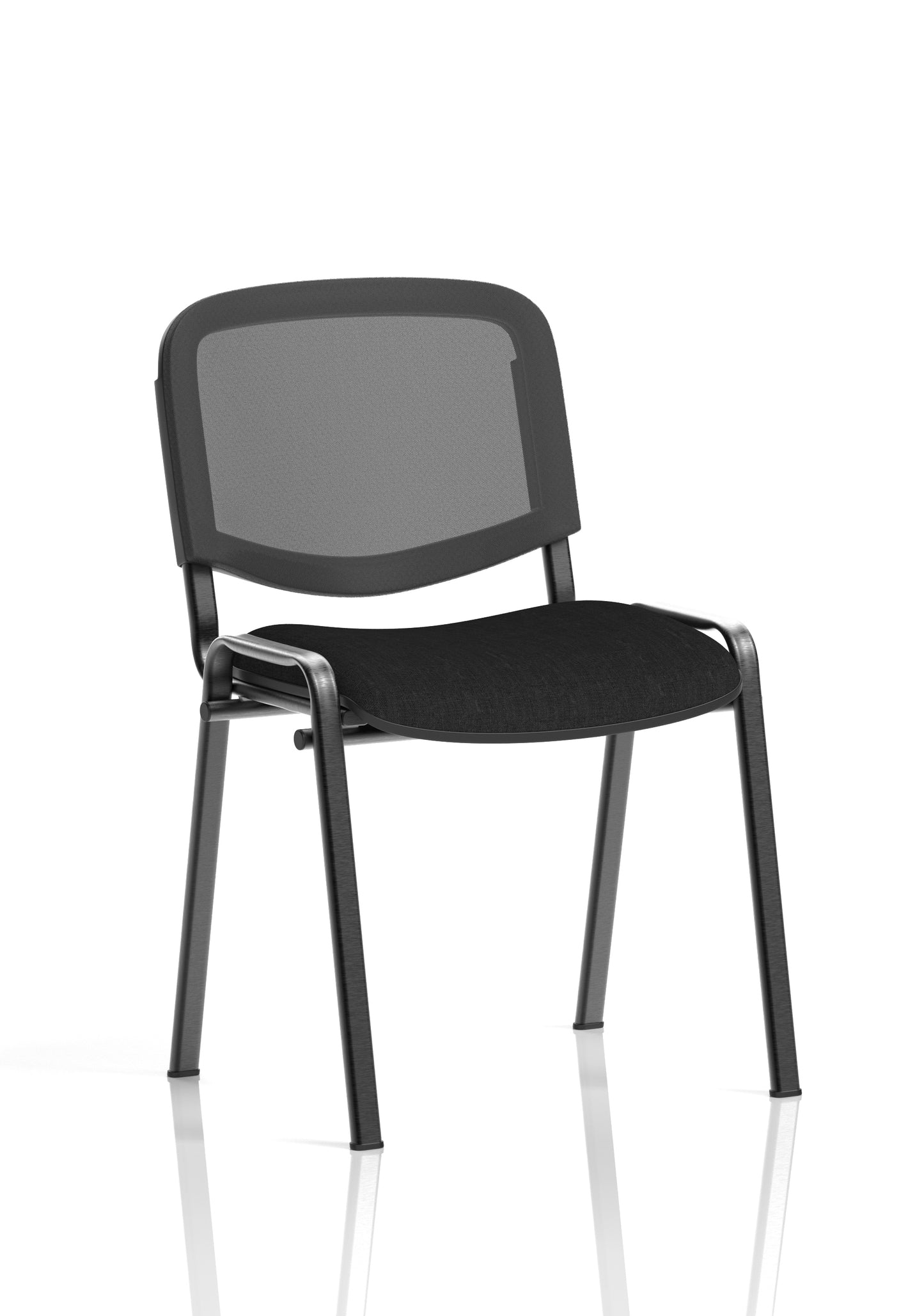 ISO Stacking Fabric/Mesh/Vinyl/Wooden/Plastic Visitor Conference Chair - Black or Chrome Frame - Multiple Seat Colour Options