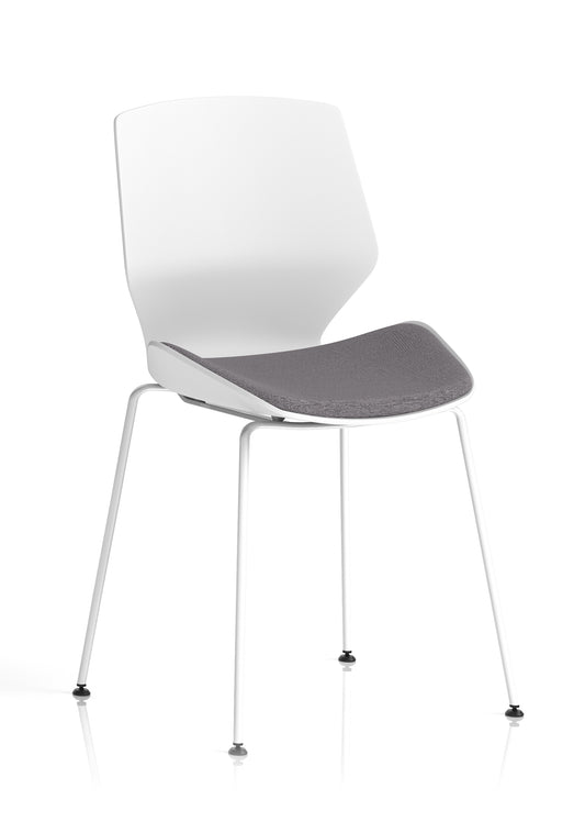 Florence White Frame Fabric Seat Visitor Chair - Available in 20 Colour Choices