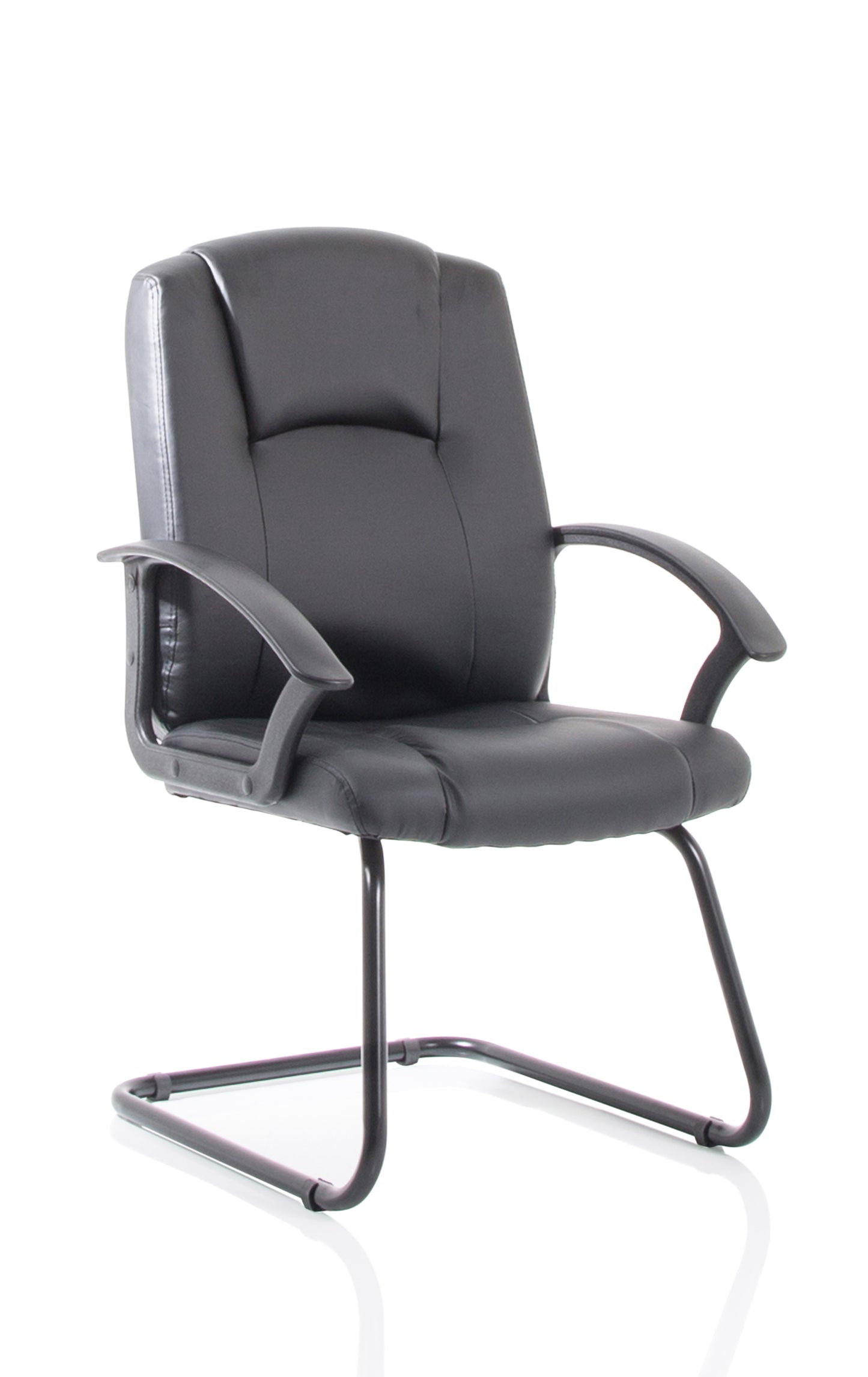 Bella Medium Back Black Bonded Leather Black Cantilever Visitor Chair