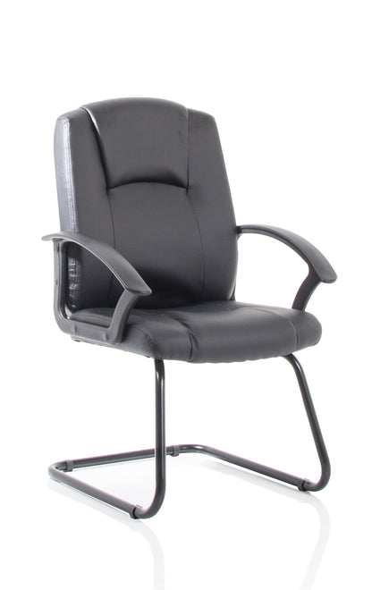 Bella Medium Back Black Bonded Leather Black Cantilever Visitor Chair