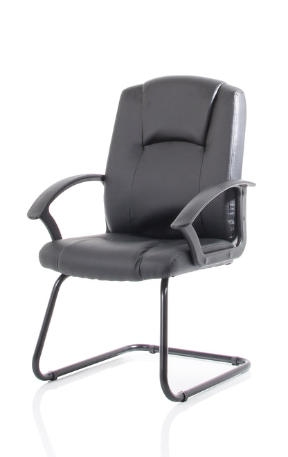 Bella Medium Back Black Bonded Leather Black Cantilever Visitor Chair