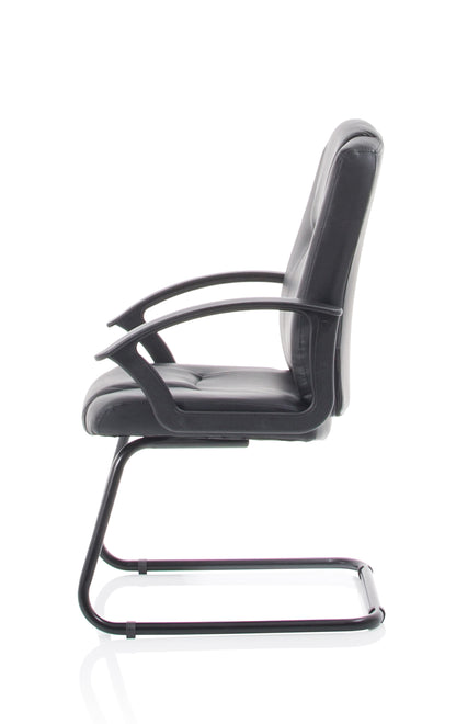 Bella Medium Back Black Bonded Leather Black Cantilever Visitor Chair