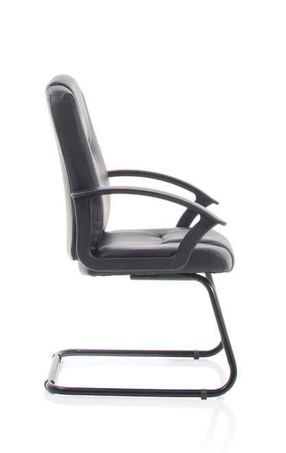 Bella Medium Back Black Bonded Leather Black Cantilever Visitor Chair
