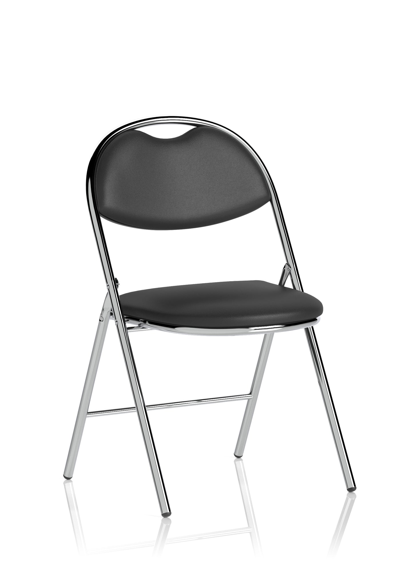 Milan Medium Back Black Vinyl Chrome Frame Folding Visitor Chair - With Optional Foldaway Writing Table