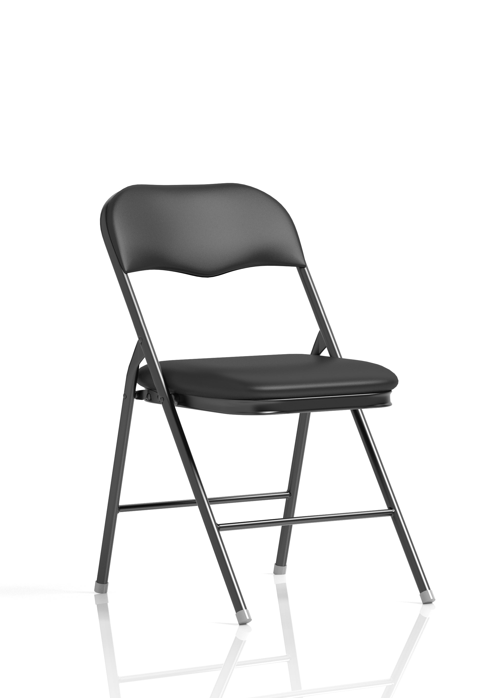 Sicily Black Plastic Folding Chair with Chrome or Black Frame Huddersfield