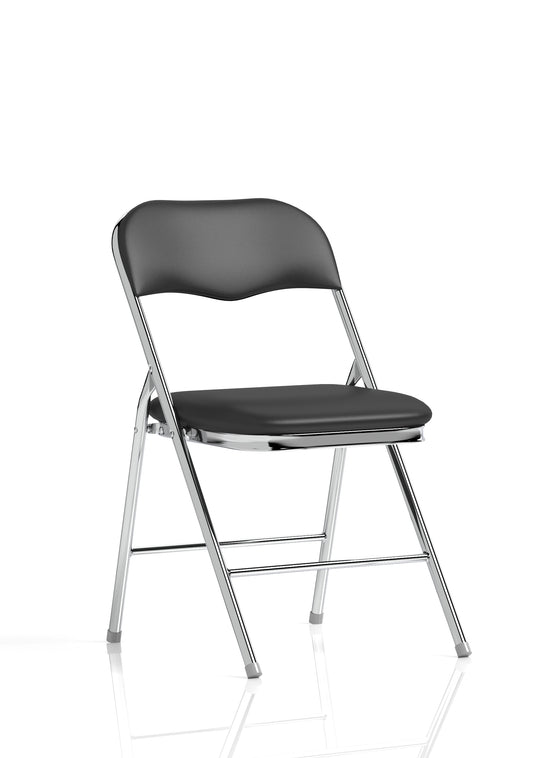 Sicily Black Plastic Folding Chair with Chrome or Black Frame