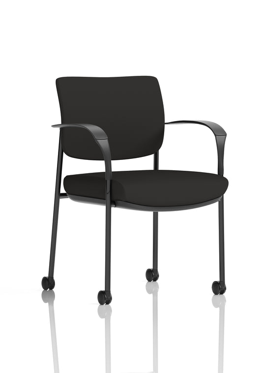 Brunswick Medium Back Visitor Office Chair with Fixed Arms with Castors - Mesh or Fabric - Multiple Colour Choices